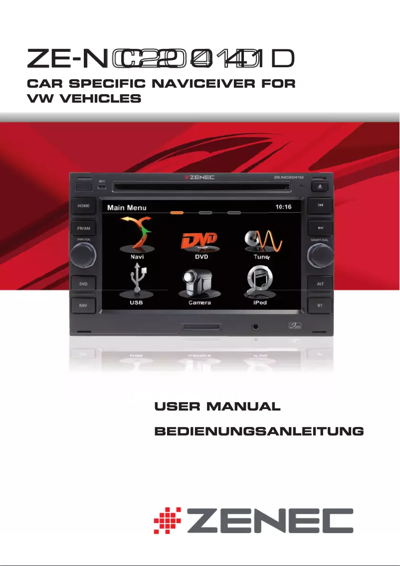 Page n°1 - Manuel utilisateur Zenec ZE-NC2041D (Volkswagen & Seat)