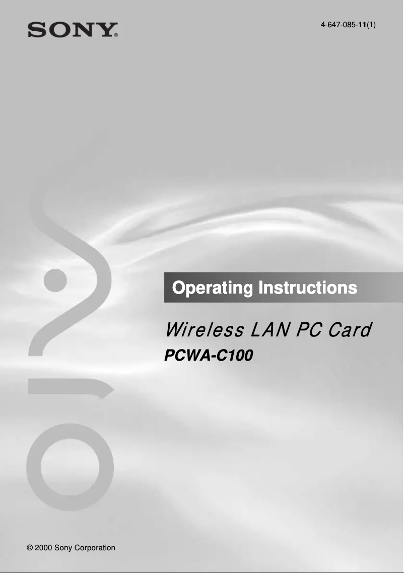 Page 1 de la notice Manuel utilisateur Sony PCWA-C100