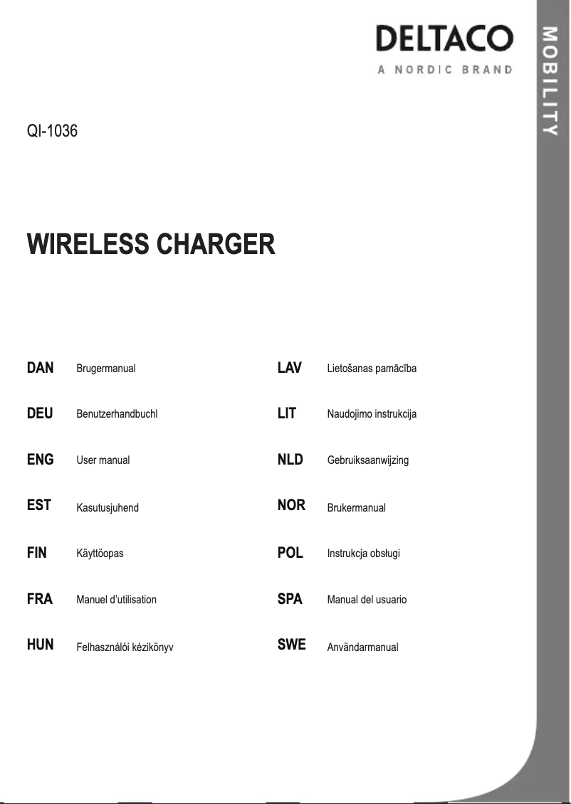 Page 1 de la notice Manuel utilisateur Deltaco QI-1036