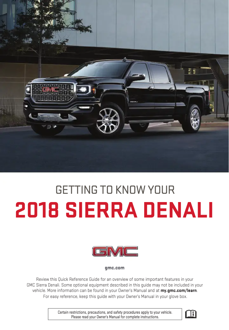 Page 1 de la notice Guide de démarrage rapide GMC Sierra HD (2018)