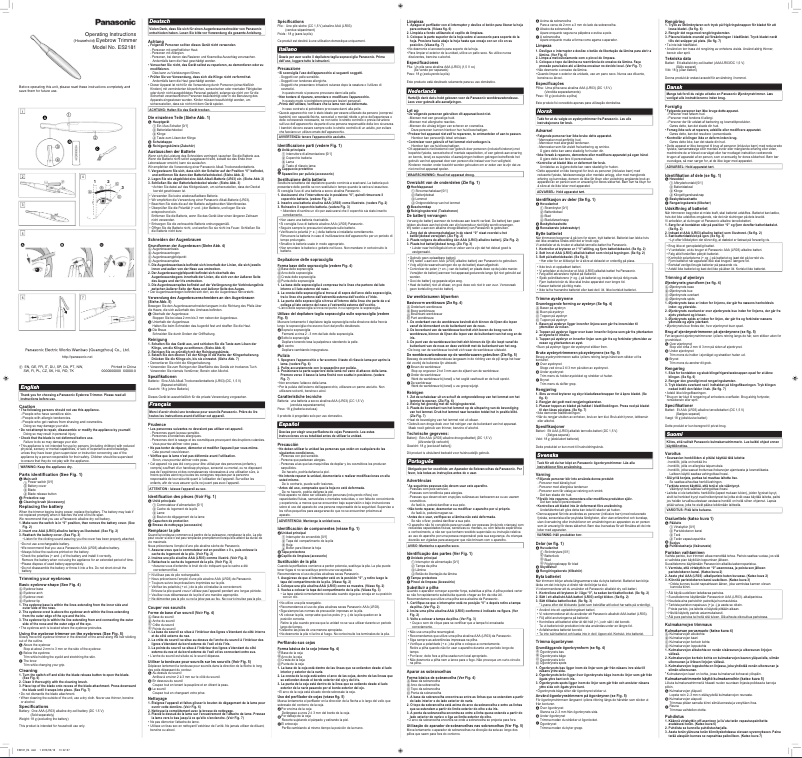 Page 1 de la notice Manuel utilisateur Panasonic ES-2181