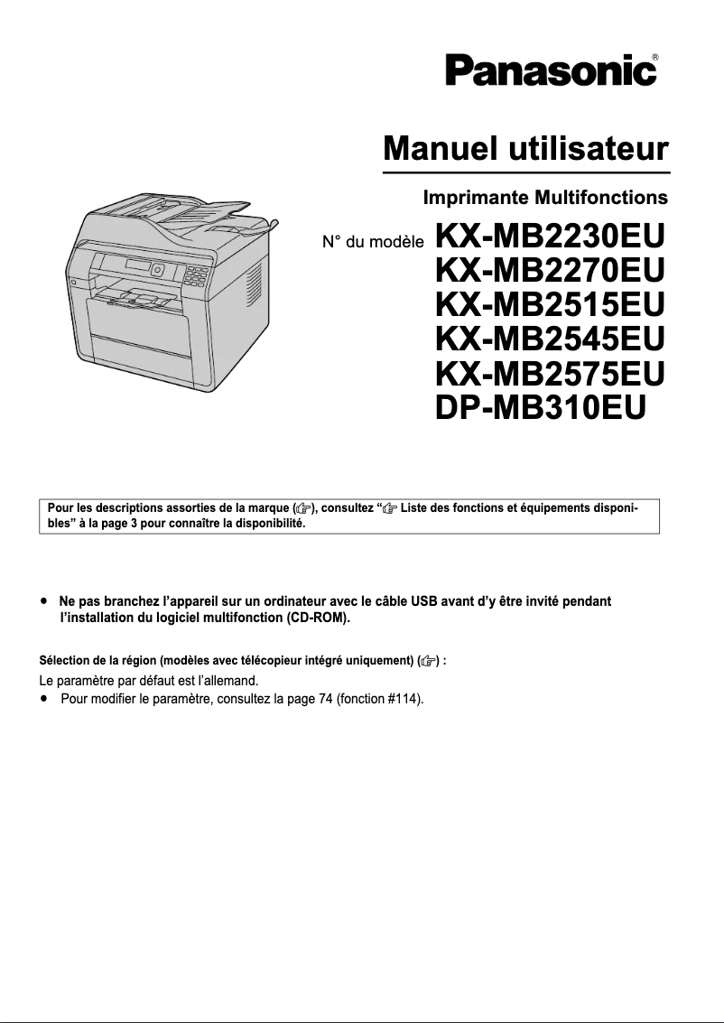 Page n°1 - Manuel utilisateur Panasonic KX-MB2515EU