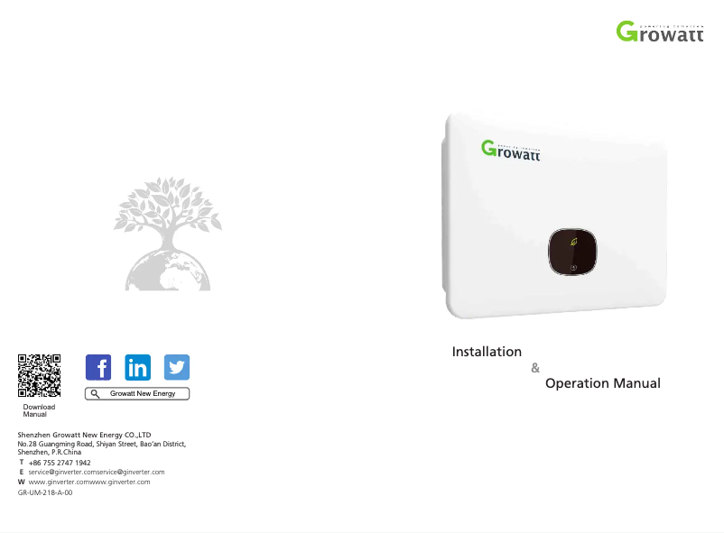 Page 1 de la notice Manuel utilisateur Growatt MID 17KTL3-X