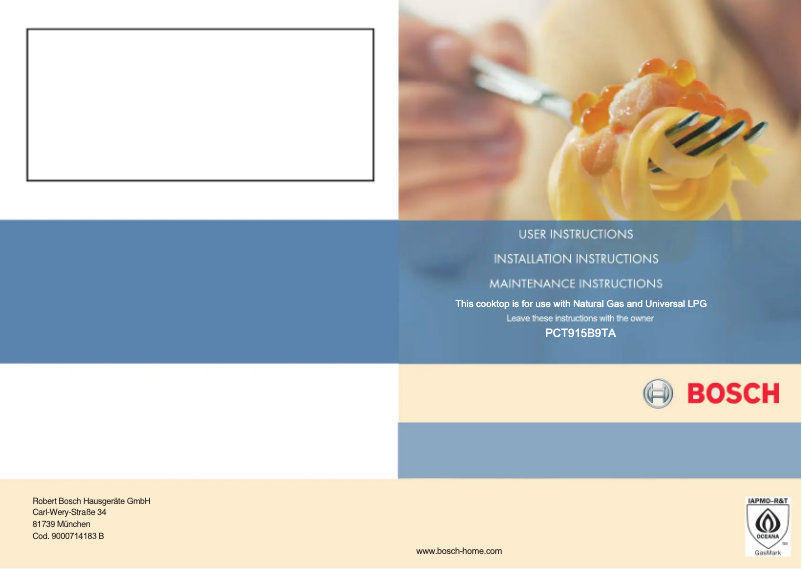 Página 1 del manual Instrucciones / montaje Bosch PCT915B9TA