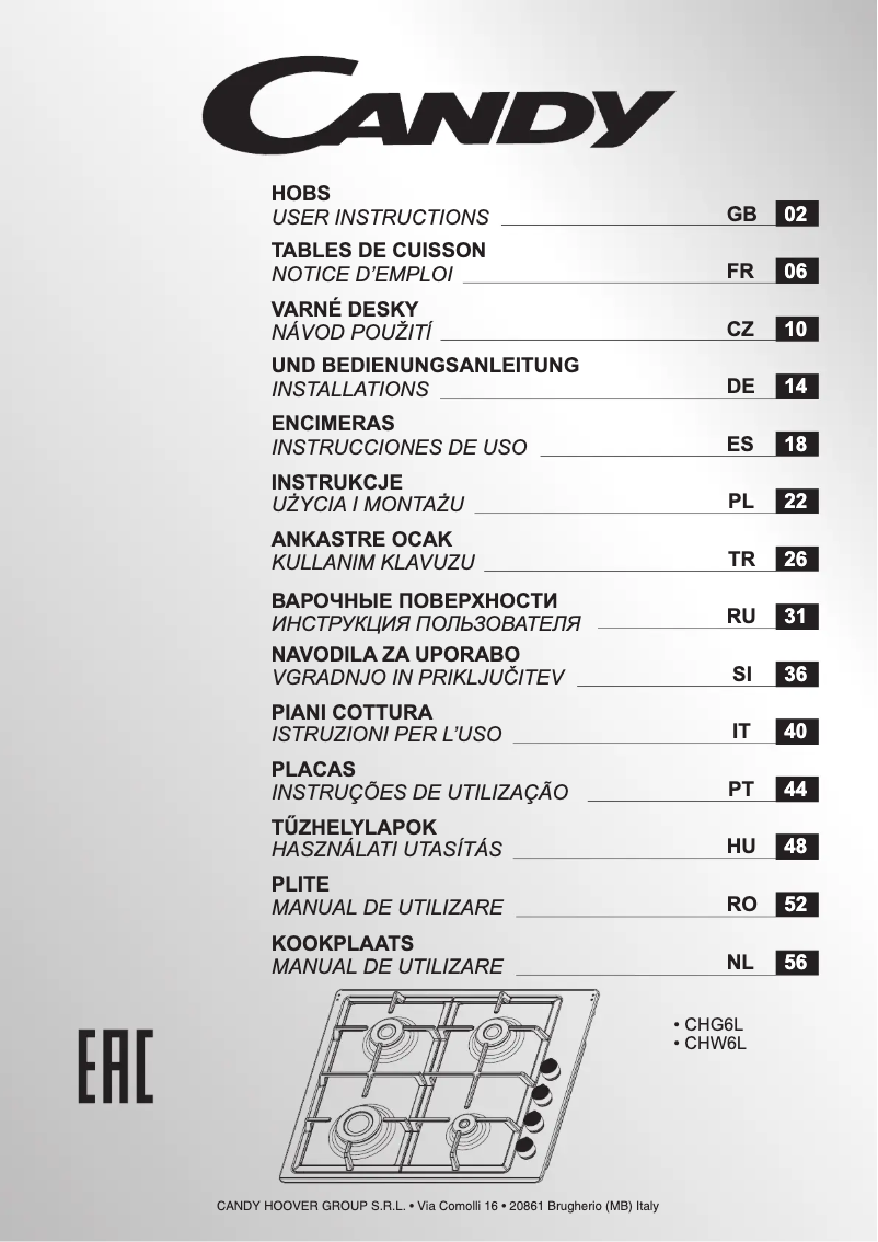 Page n°1 - Manuel utilisateur Candy CM6PLX