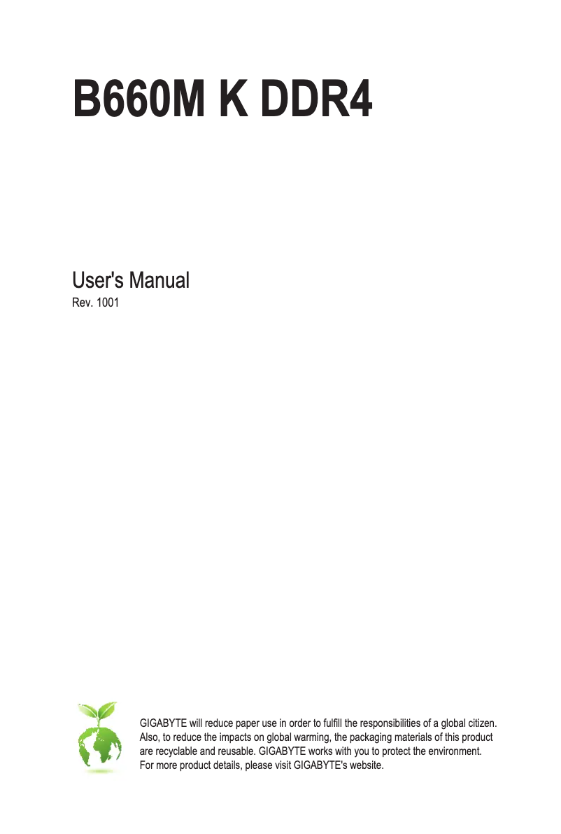 Image de la première page du manuel de l'appareil B660M K DDR4