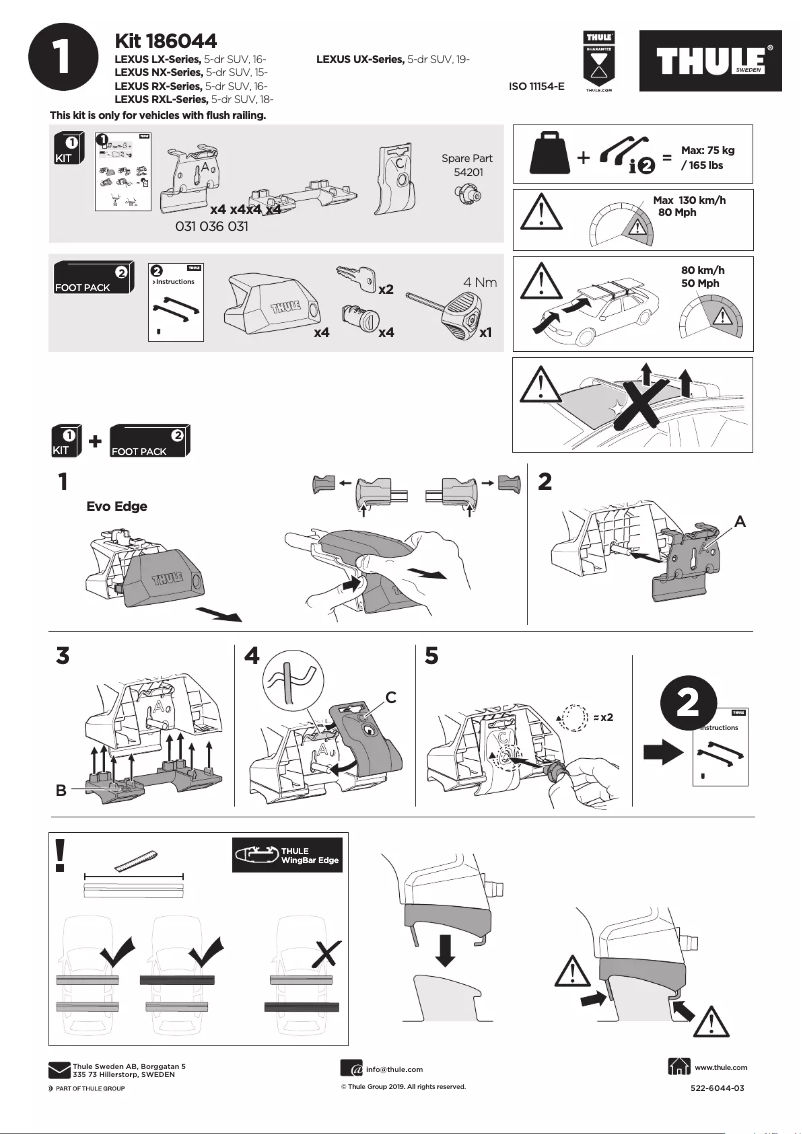 Page n°1 - Manuel utilisateur Thule Kit 186044