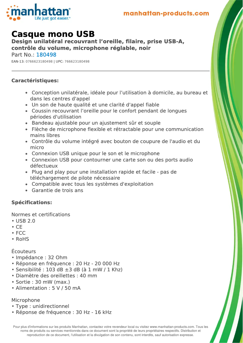 Page n°1 - Fiche technique Manhattan 180498