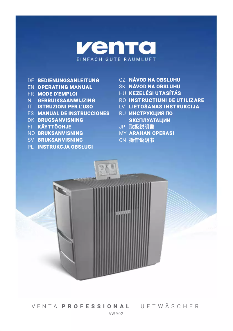 Page n°1 - Manuel utilisateur Venta AW902 Professional