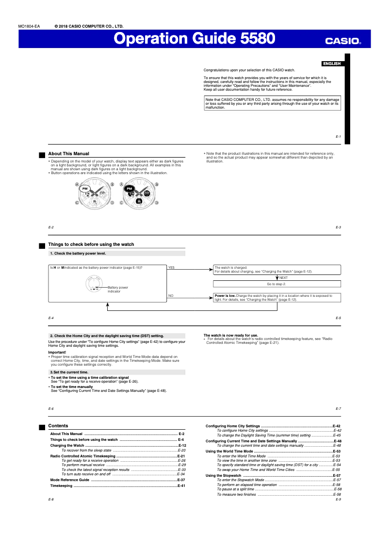 Image de la première page du manuel de l'appareil G-Shock GST-W330AC-2AER