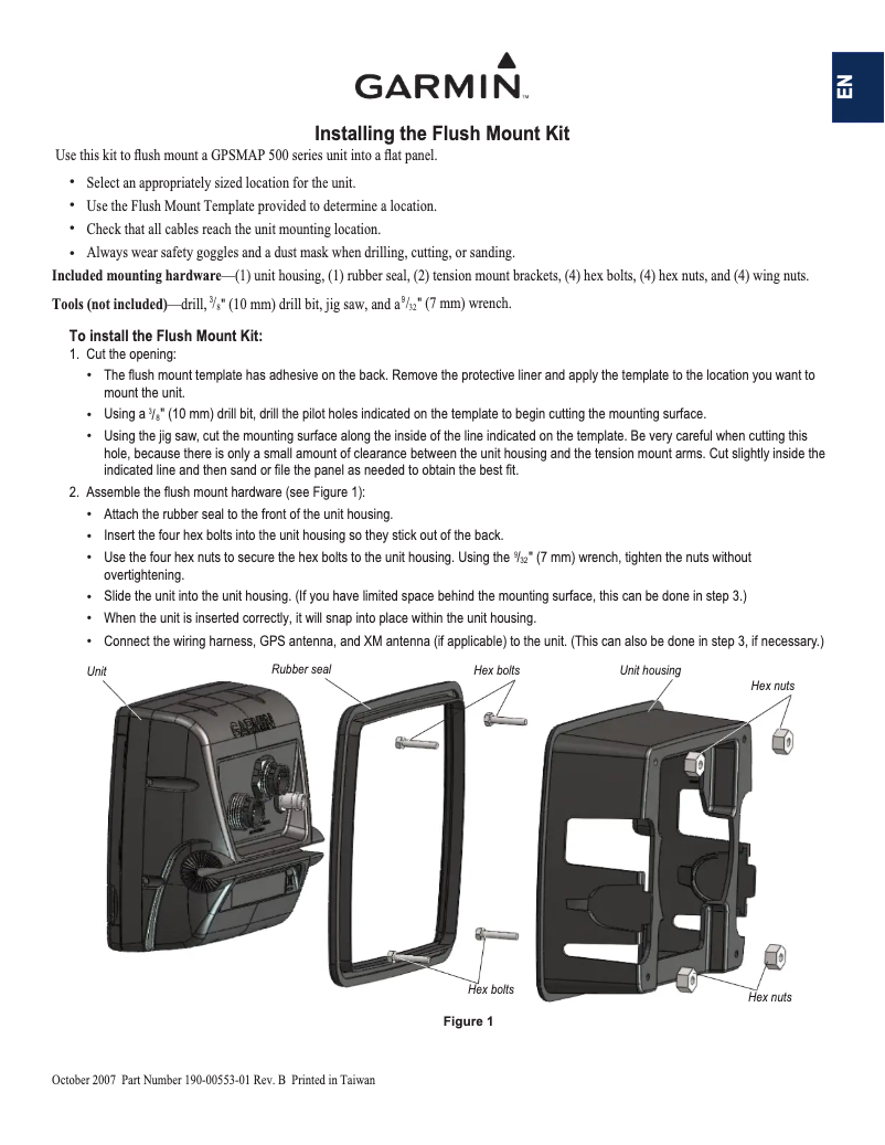 Page 1 de la notice Guide d'installation Garmin EchoMAP 50dv