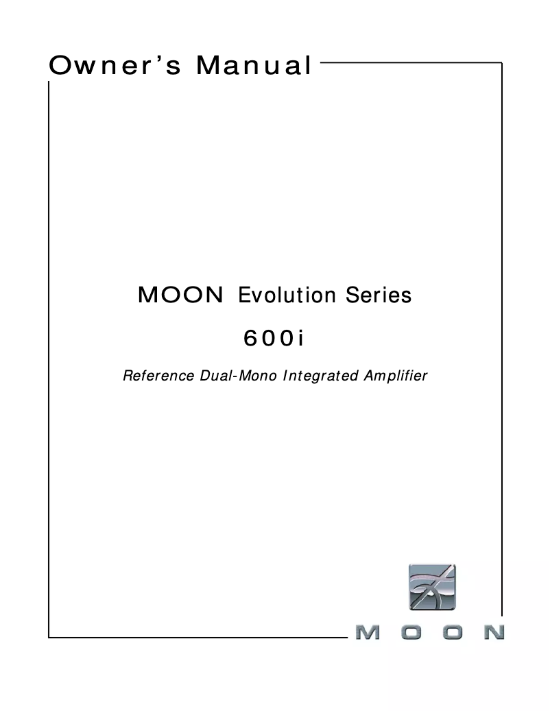 Page 1 de la notice Manuel utilisateur Simaudio Moon Evolution 600i