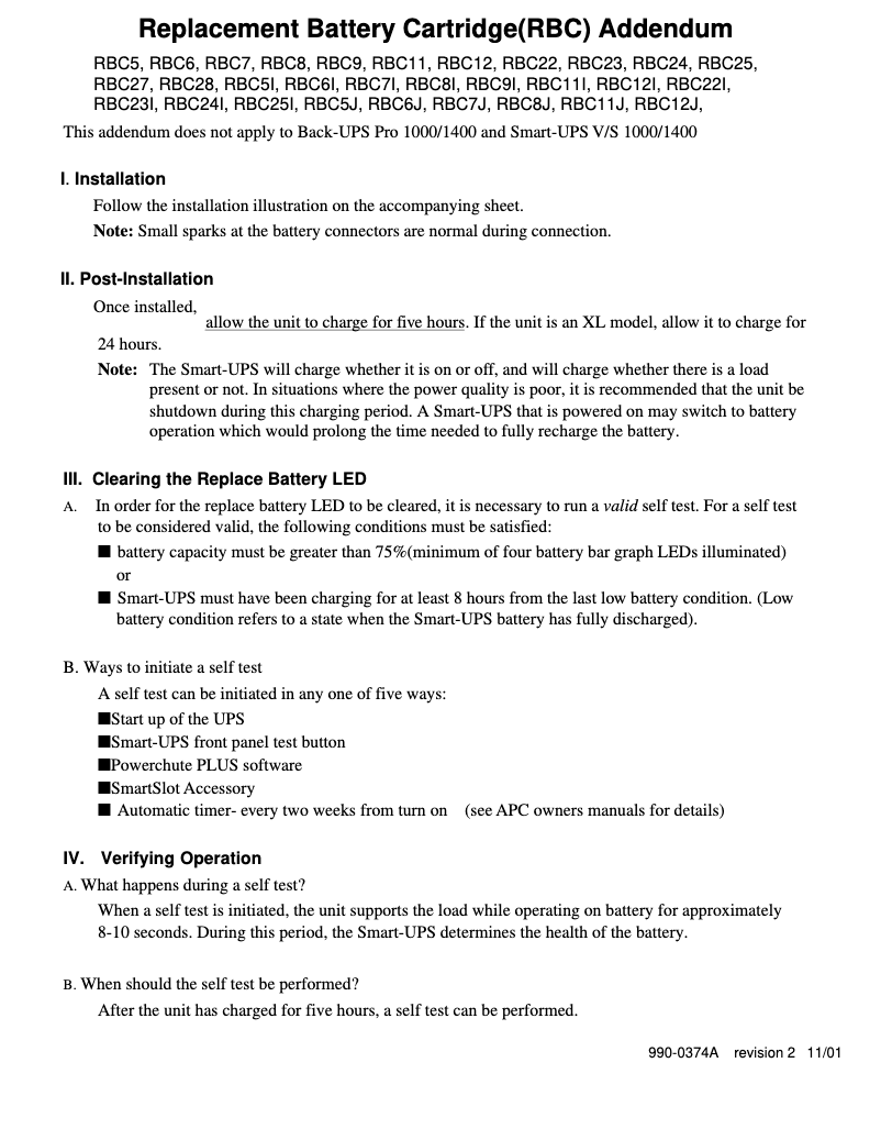 Page 1 de la notice Manuel utilisateur APC RBC27