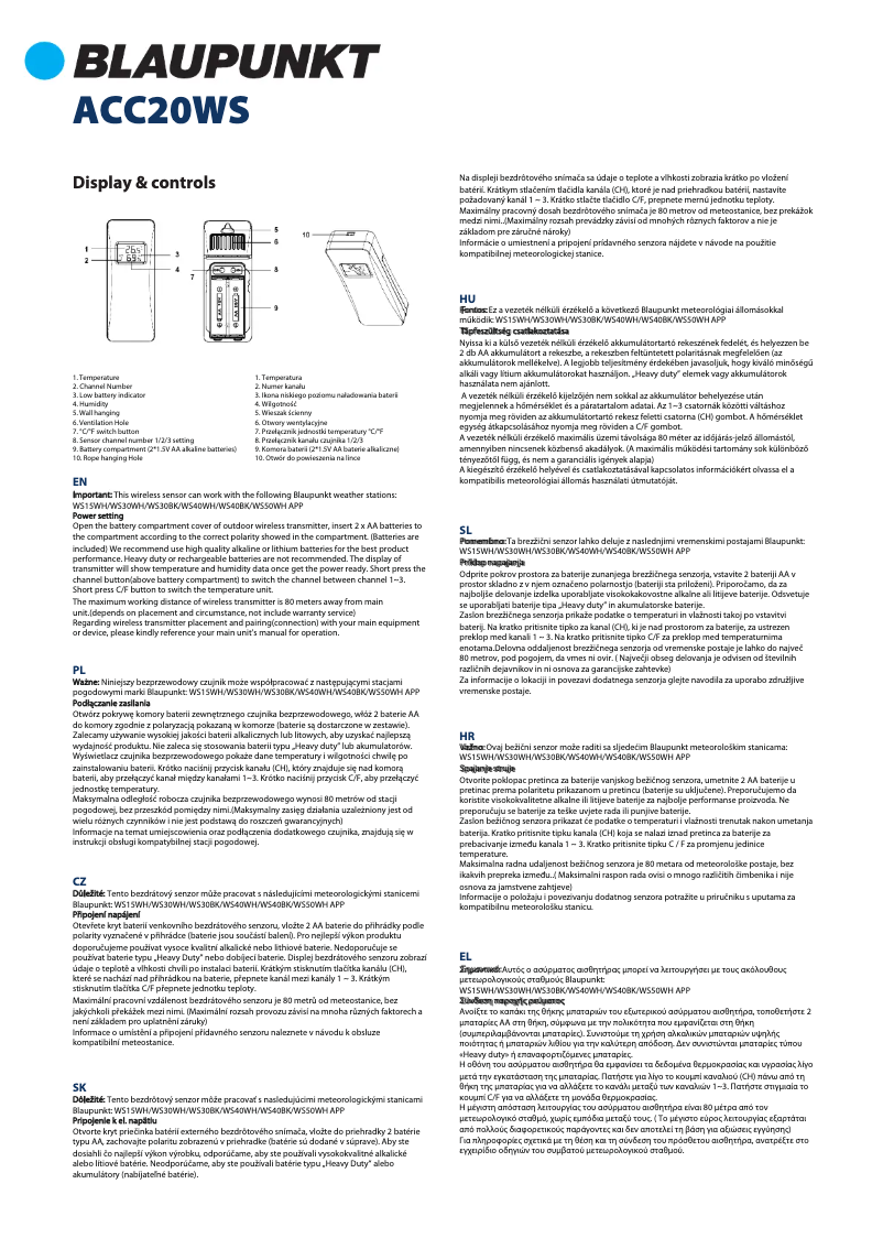 Page n°1 - Manuel utilisateur Blaupunkt ACC20WS
