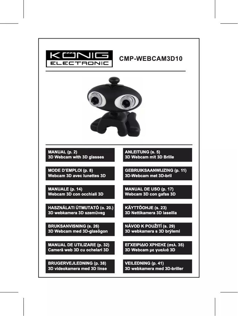 Page 1 de la notice Manuel utilisateur Konig CMP-WEBCAM3D10