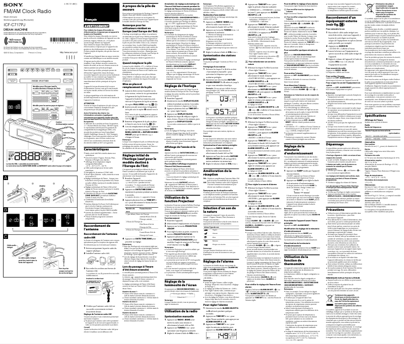 Page 1 de la notice Manuel utilisateur Sony ICF-C717PJ