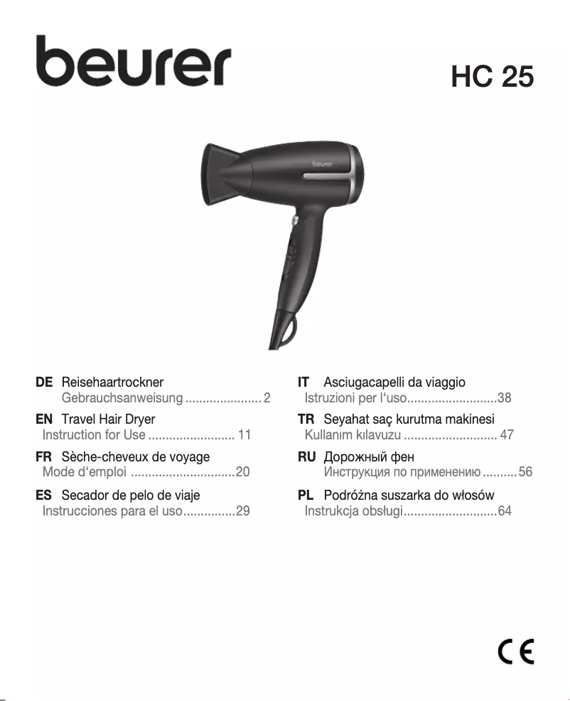 Page 1 de la notice Manuel utilisateur Beurer HC 25