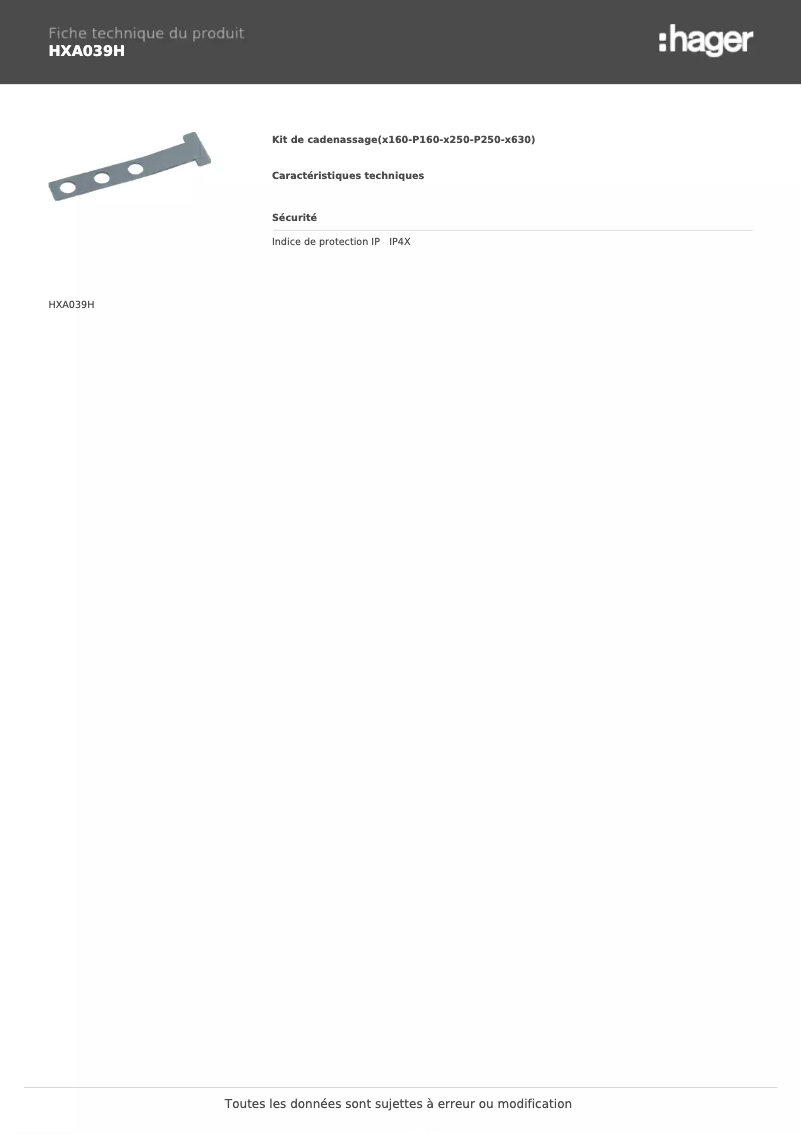 Image de la première page du manuel de l'appareil HXA039H