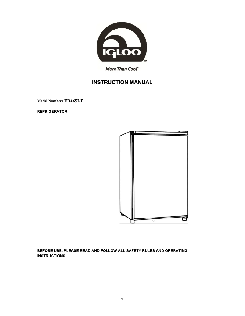 Page 1 de la notice Manuel utilisateur Igloo FR465I-E