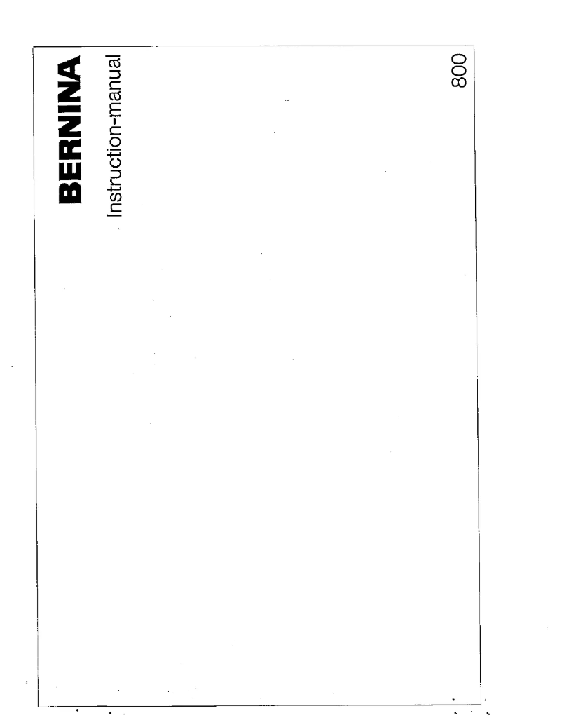 Page n°1 - Manuel utilisateur Bernina 800