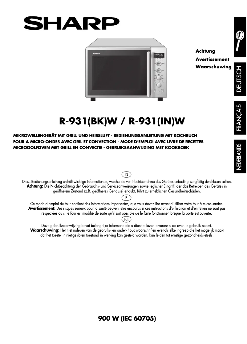 Page 1 de la notice Manuel utilisateur Sharp R-931