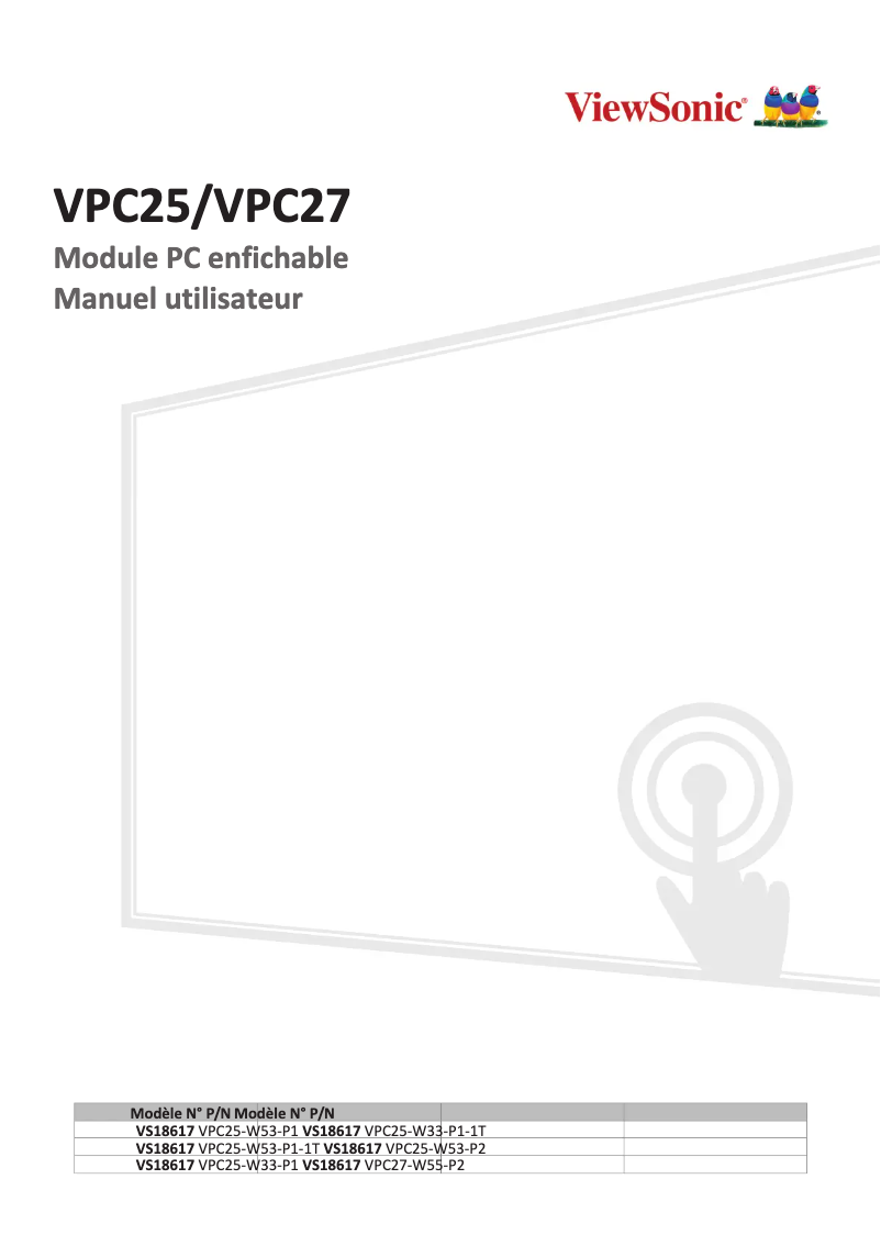 Page n°1 - Manuel utilisateur Viewsonic VPC25-W53-P2