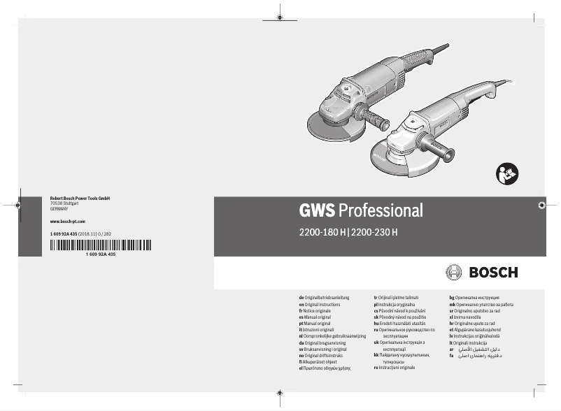 Page n°1 - Manuel utilisateur Bosch GWS 2200-230 H Professional