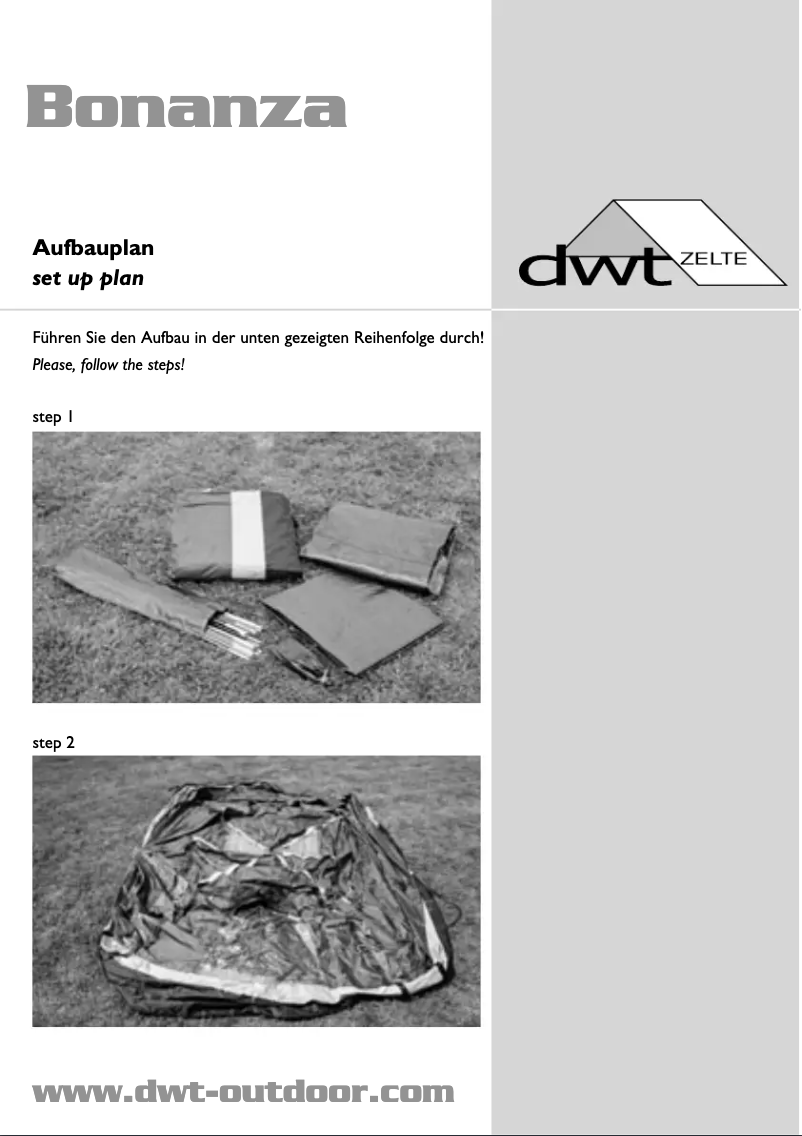 Page 1 de la notice Manuel utilisateur dwt-Zelte Bonanza