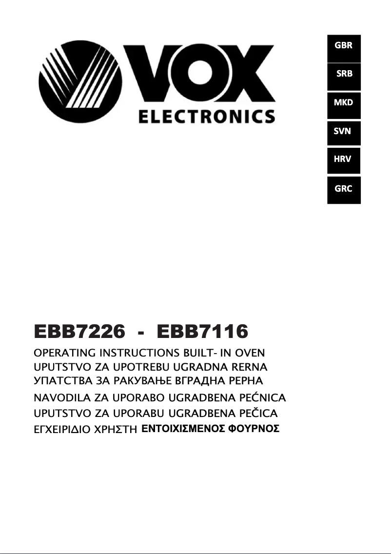 Page 1 de la notice Manuel utilisateur VOX EBB7226