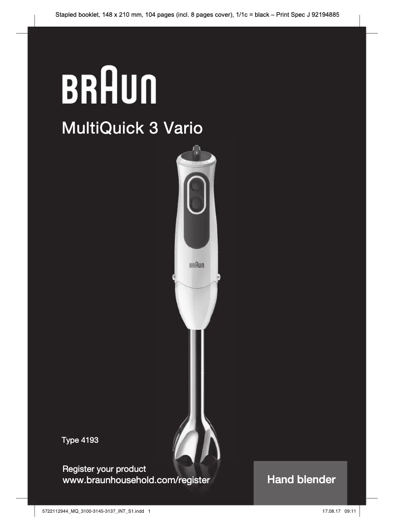 Página 1 del manual Manual de usuario Braun MultiQuick 3 MQ3126