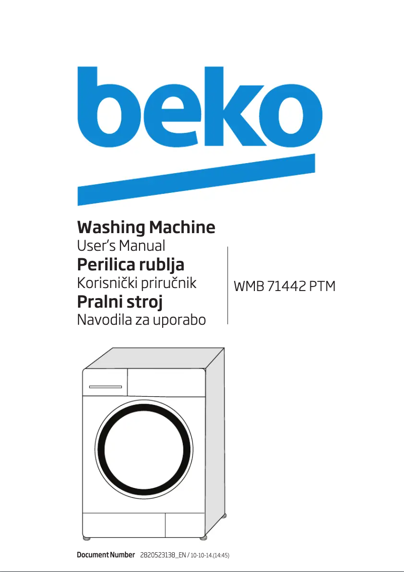 Page n°1 - Manuel utilisateur Beko WMB 71442 PTM