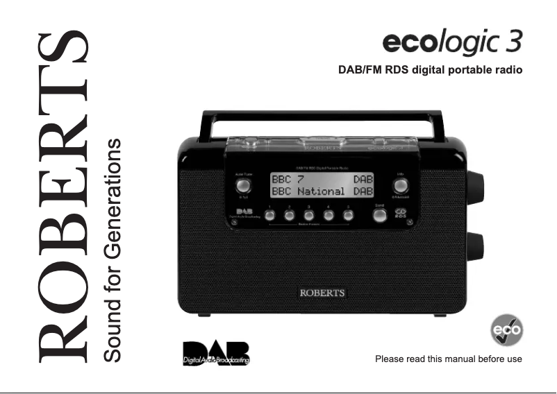 Page n°1 - Manuel utilisateur Roberts Ecologic 3