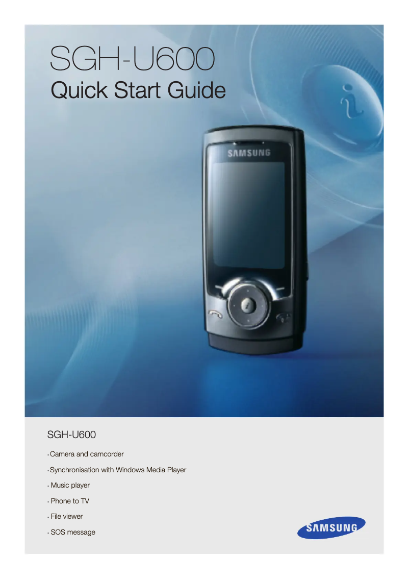 Page 1 de la notice Guide d'installation Samsung SGH-U600