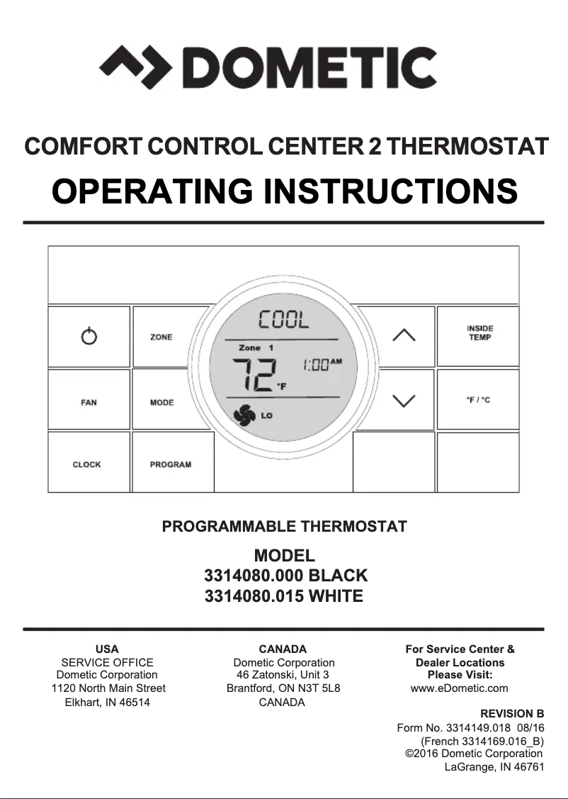 Image de la première page du manuel de l'appareil Comfort Control Center 2