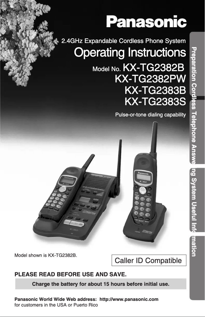 Image de la première page du manuel de l'appareil KX-TG2383S