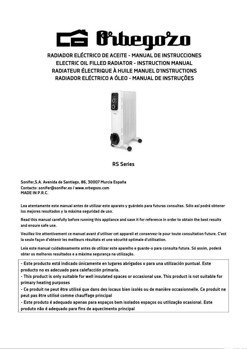 Page 1 de la notice Manuel utilisateur Orbegozo RS 2500