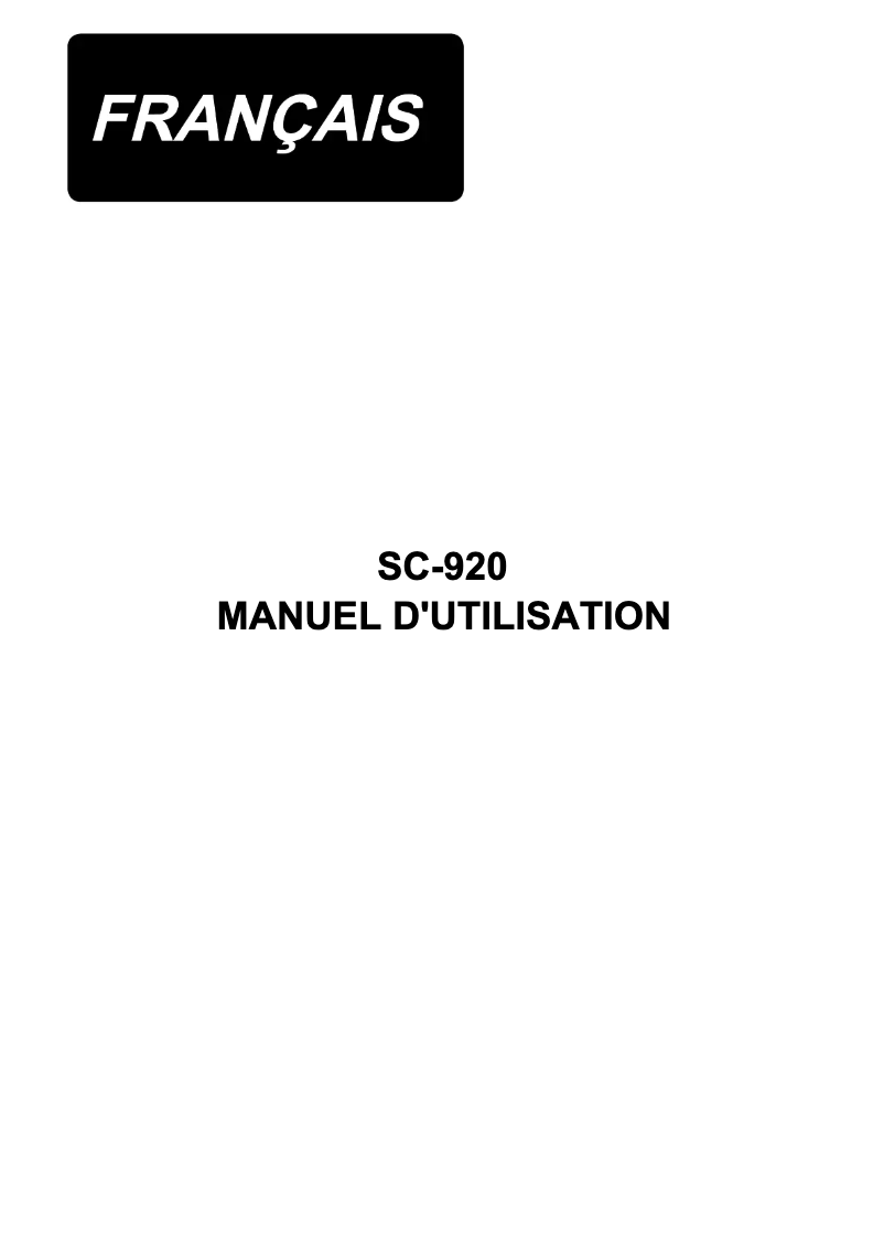 Image de la première page du manuel de l'appareil SC-920