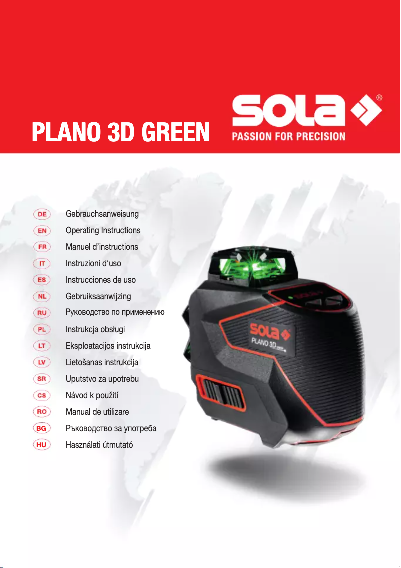Page n°1 - Manuel utilisateur Sola Plano 3D Green