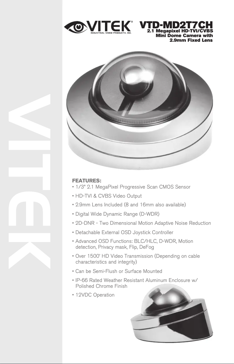 Page n°1 - Manuel utilisateur Vitek VTD-MD2TCH