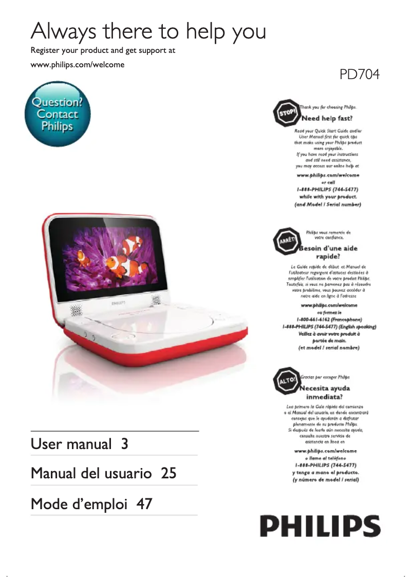 Page n°1 - Manuel utilisateur Philips PD704