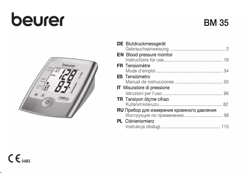 Page 1 de la notice Manuel utilisateur Beurer BM 35