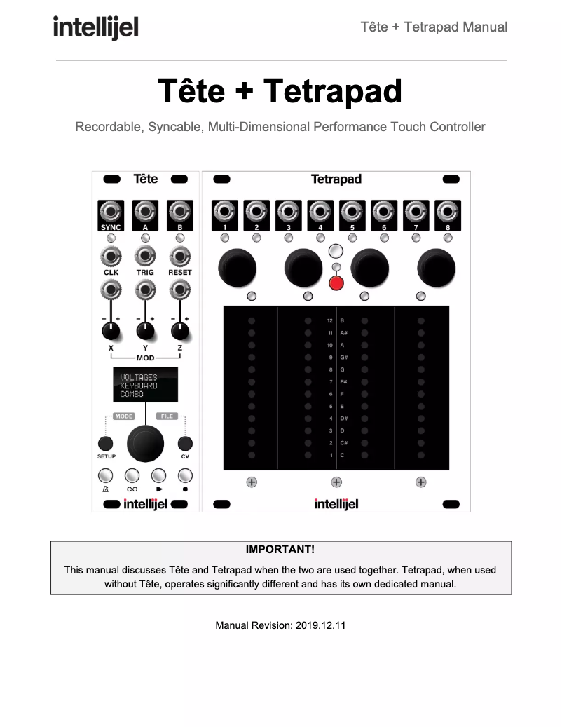 Page 1 de la notice Manuel utilisateur Intellijel Tête