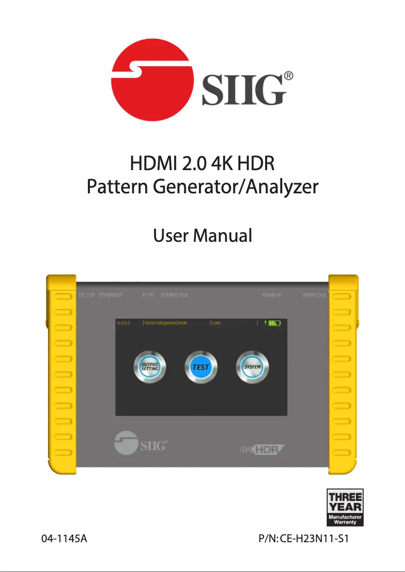 Page n°1 - Manuel utilisateur Siig CE-H23N11-S1