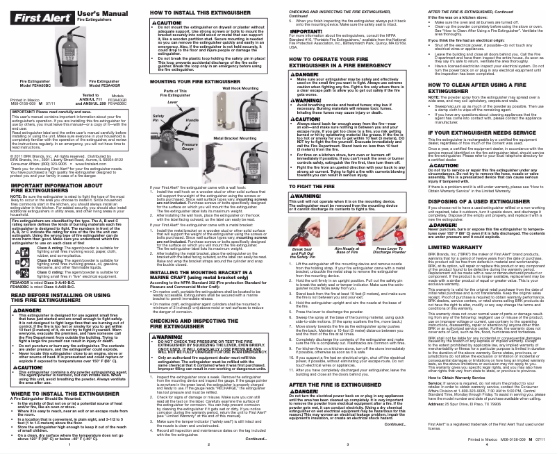 Image de la première page du manuel de l'appareil FE3A40GR