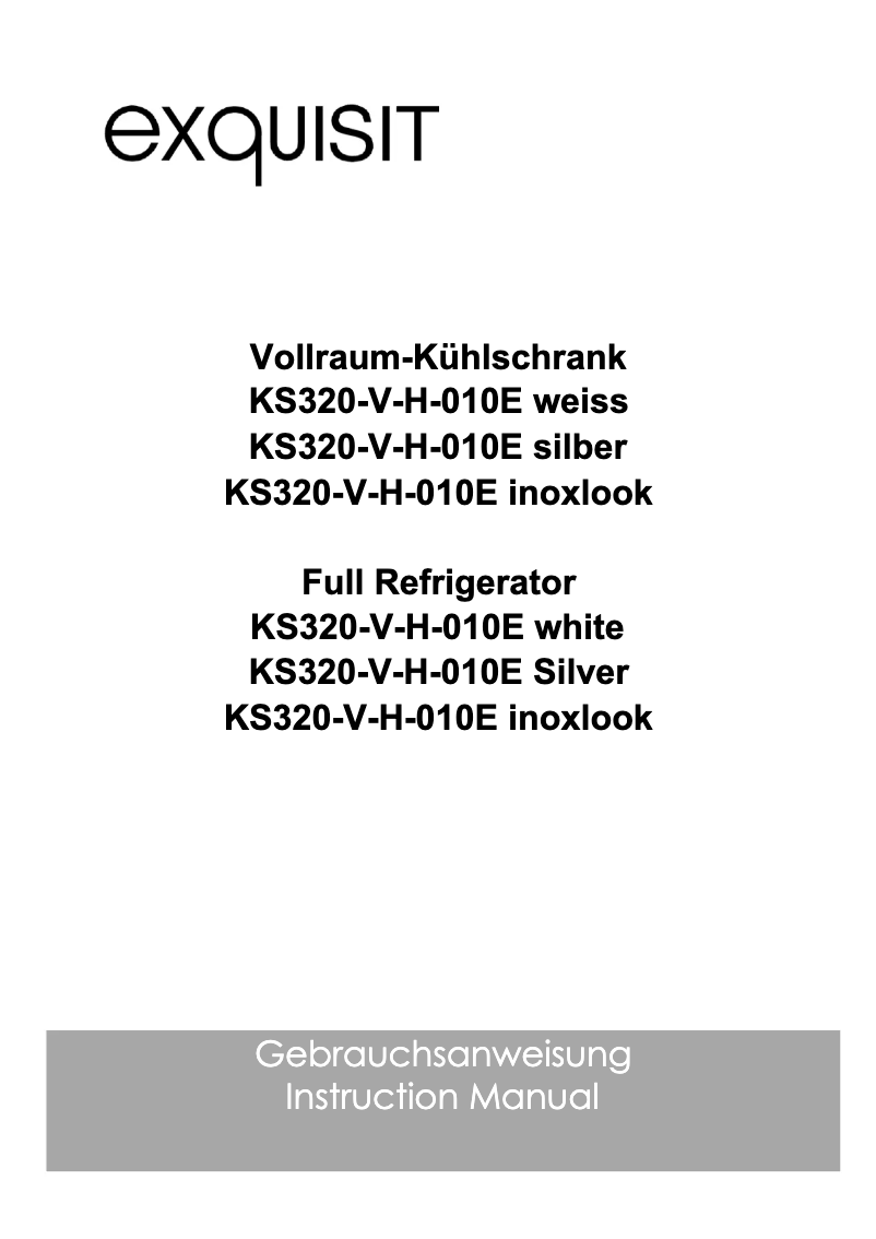 Page 1 de la notice Manuel utilisateur Exquisit KS320-V-H-010E