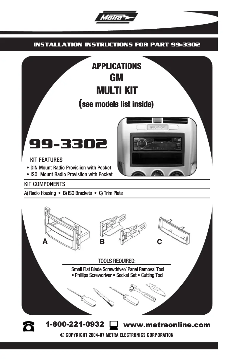 Page n°1 - Manuel utilisateur Metra 99-3001