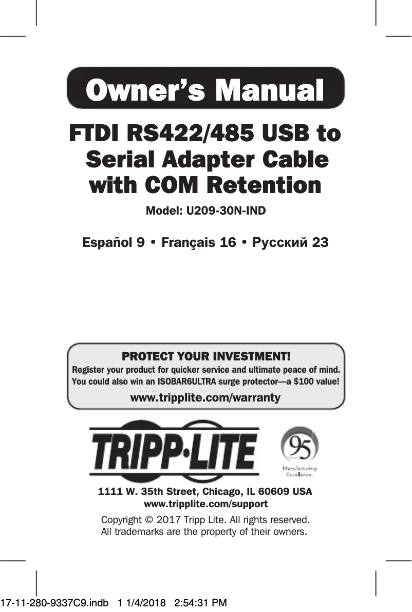 Página 1 del manual Manual de usuario Tripp Lite U209-30N-IND