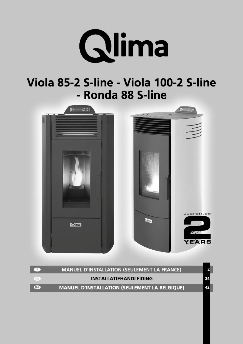 Page 1 de la notice Guide d'installation Qlima Viola 85-2 S-line