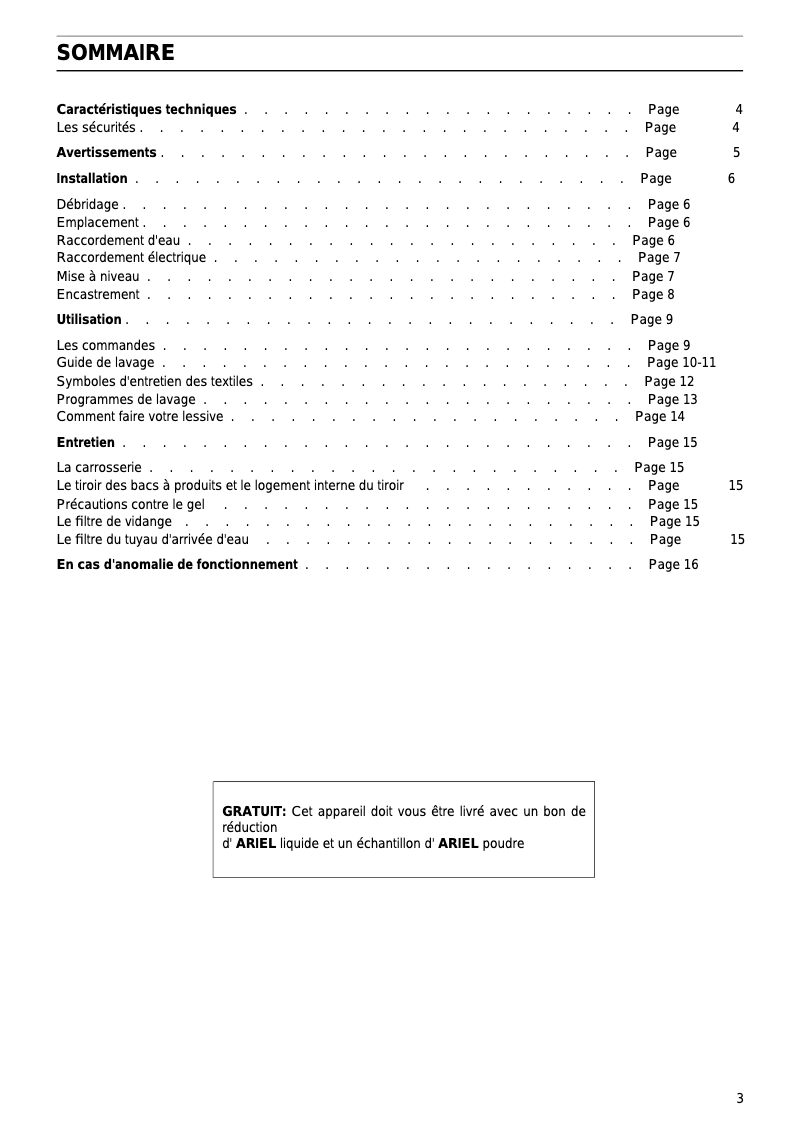 Page n°1 - Manuel utilisateur Arthur Martin-Electrolux AW 975 L