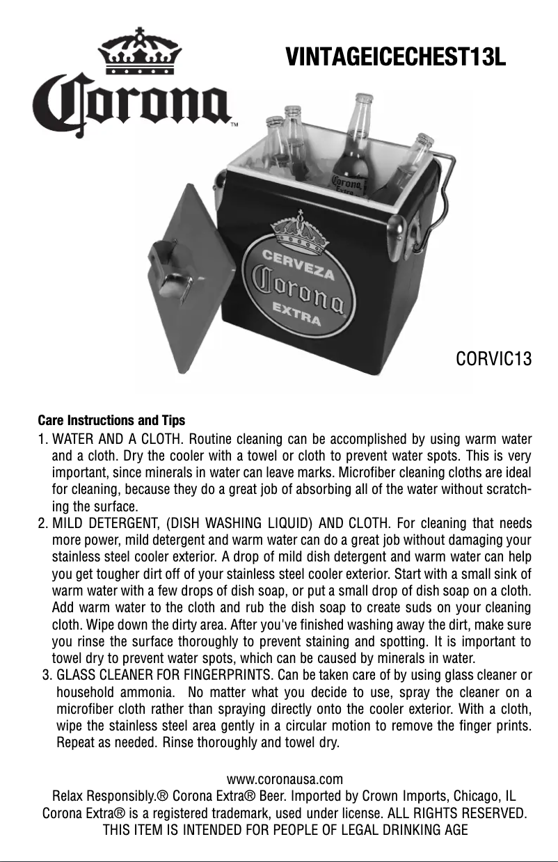 Page 1 de la notice Manuel utilisateur Corona CORVIC13